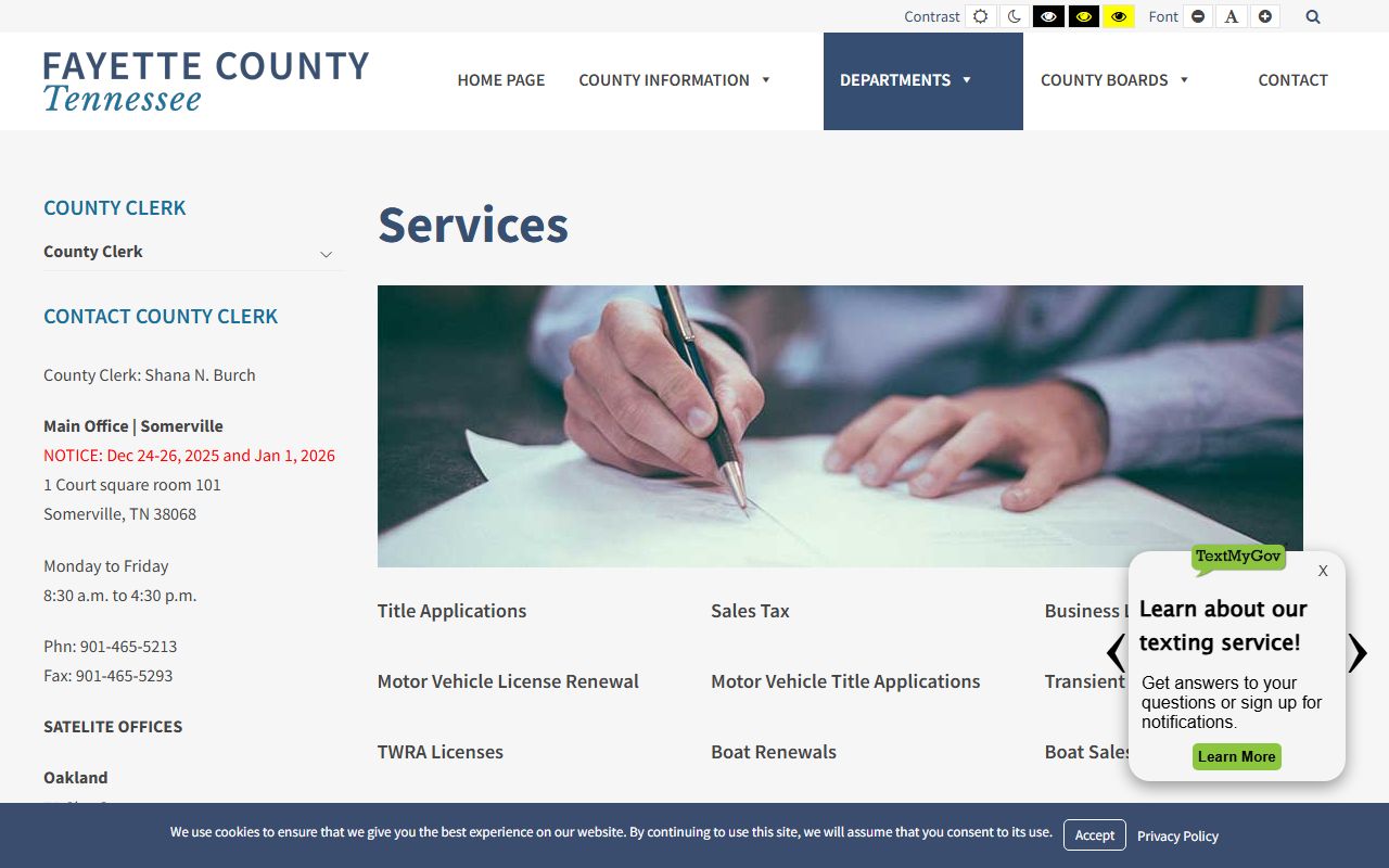 Fayette County Clerk services not court case records