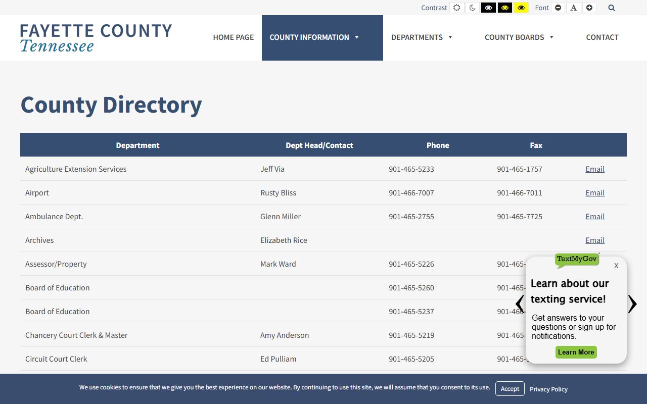Fayette County clerk directory for court records