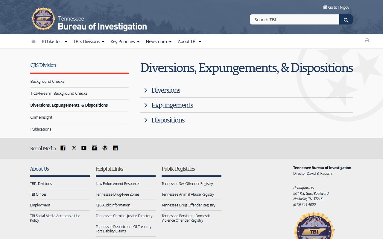 Fayette County arrest records and TBI charge expungement processing