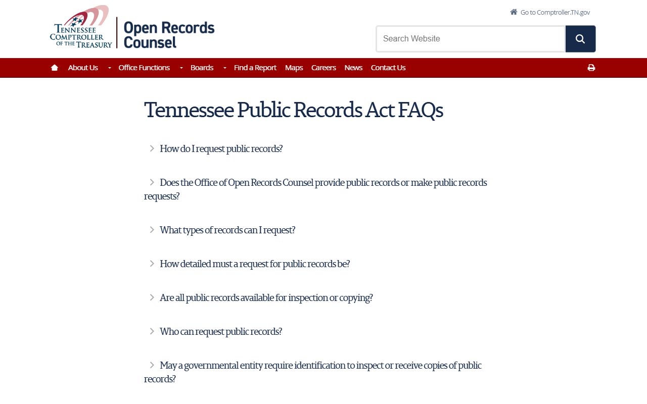 Fayette County court records Tennessee Public Records Act request rules