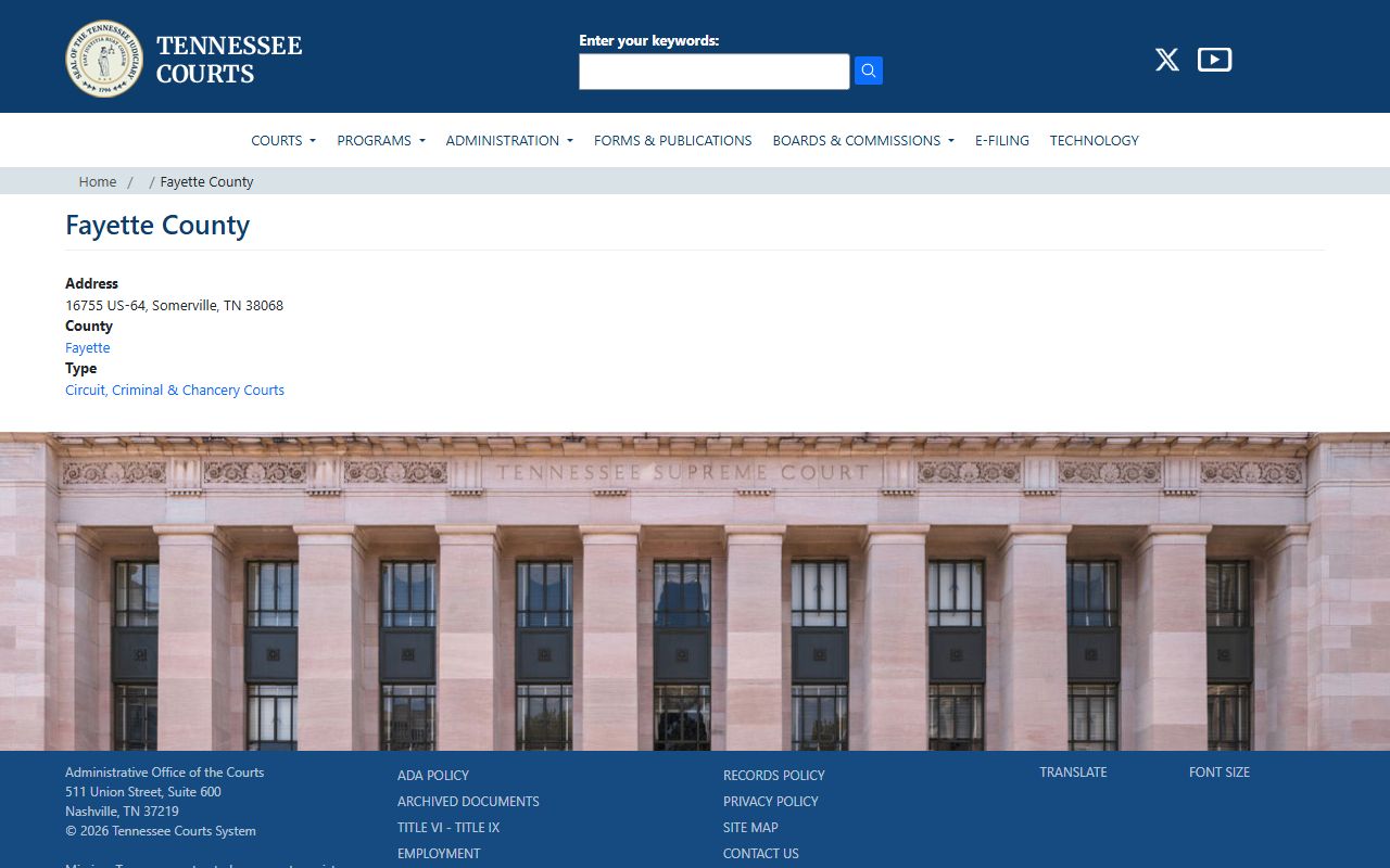 Fayette County Circuit Court court directory records