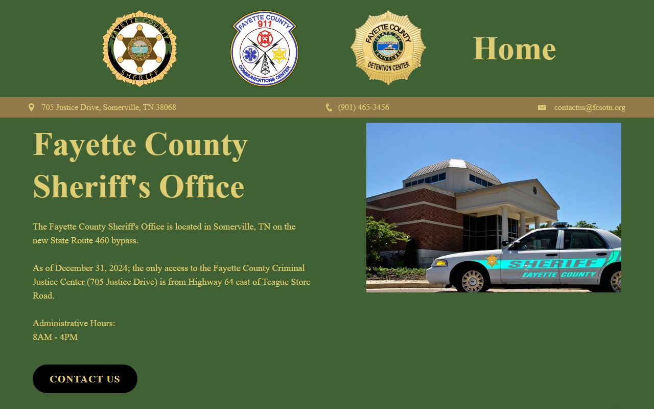 Fayette County inmate records Sheriff's Office home page