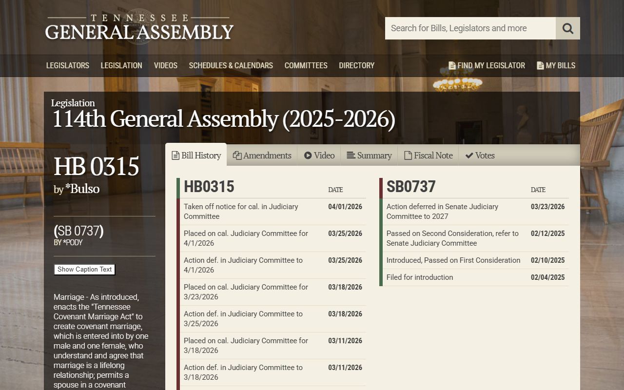 Fayette County marriage records covenant marriage bill status
